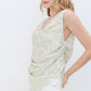 31666T - Koshibo Marble Print Cowl Neck Cinched Side Blouse - Texas Front Porch