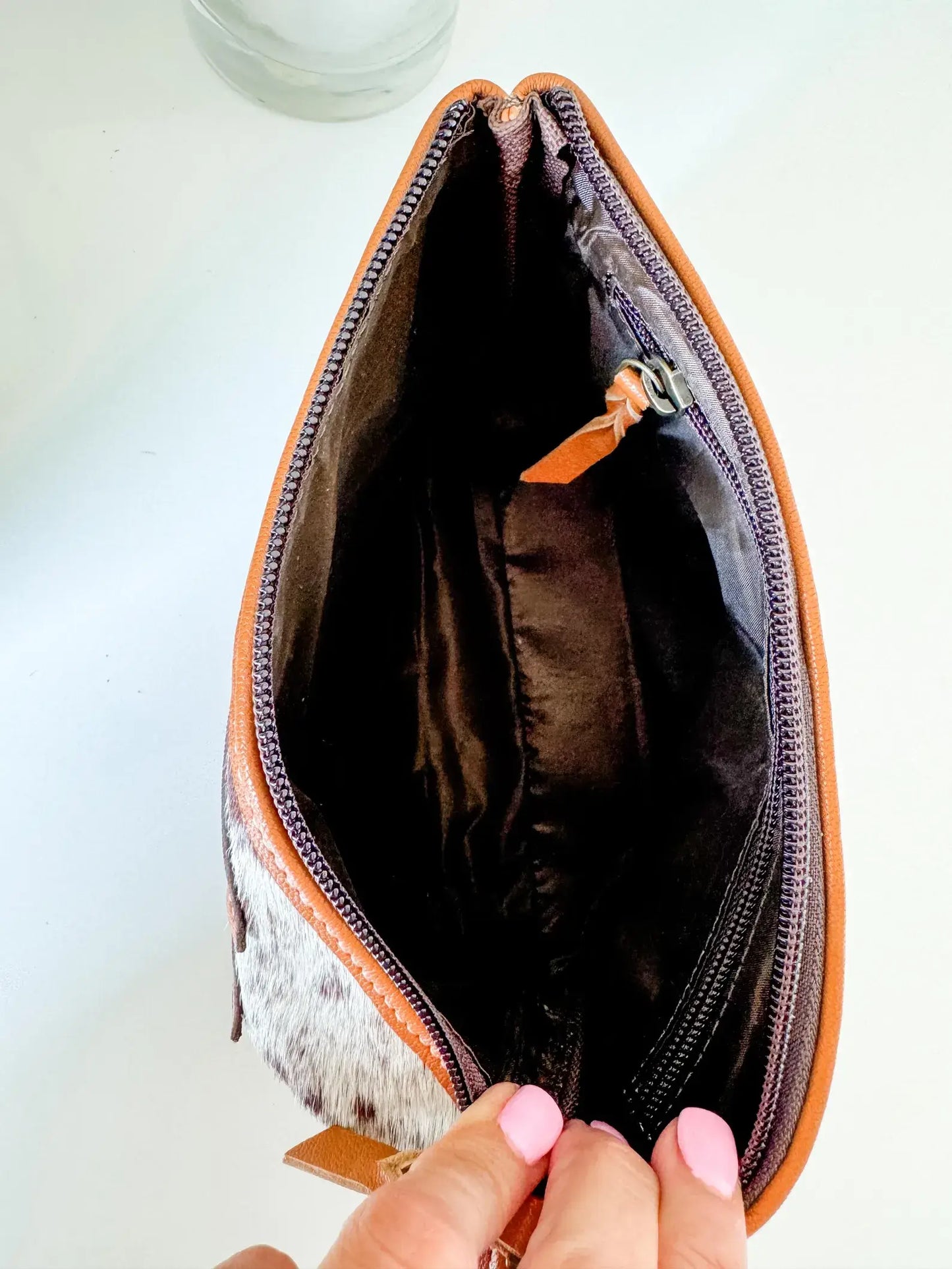 COWHIDE AZTEC  MAKEUP bag Genuine Hair On travel