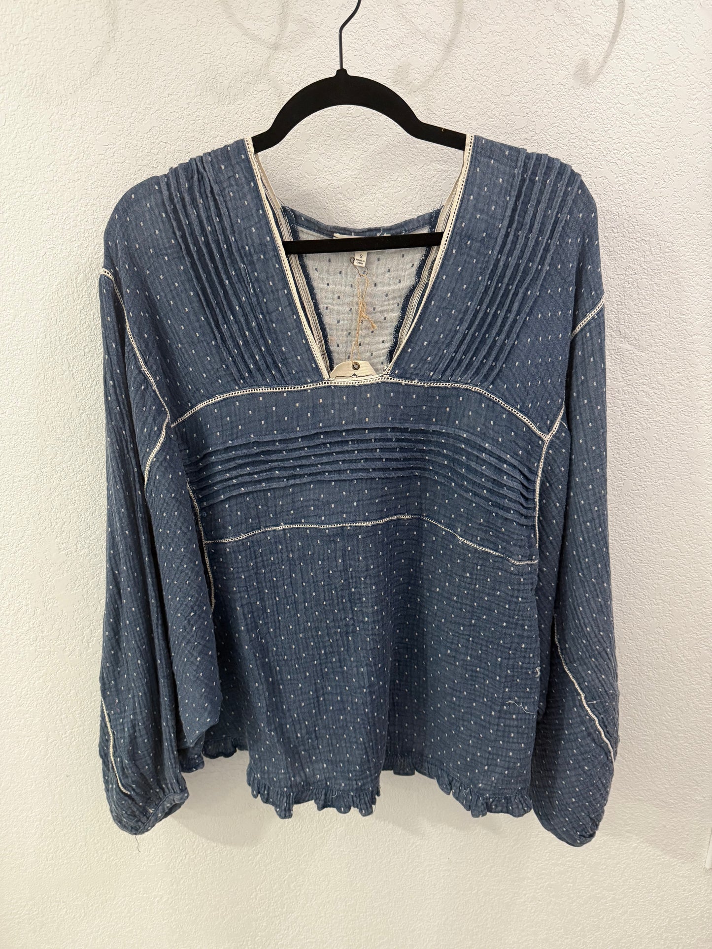 Navy Swiss Dot Blouse