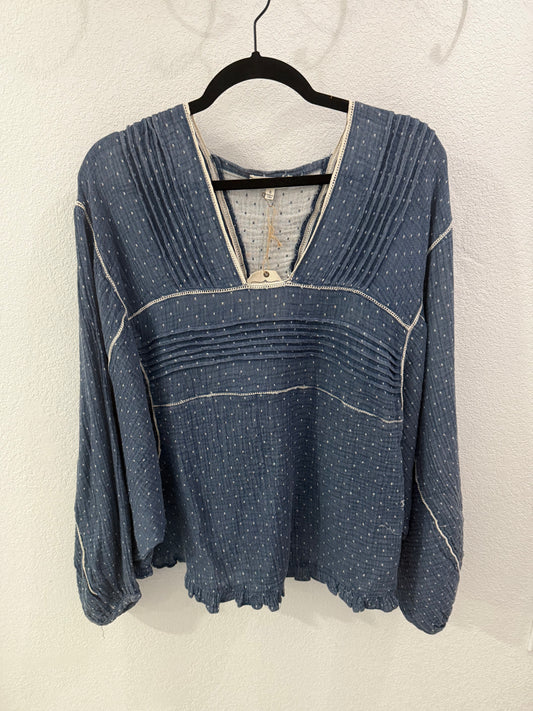 Navy Swiss Dot Blouse