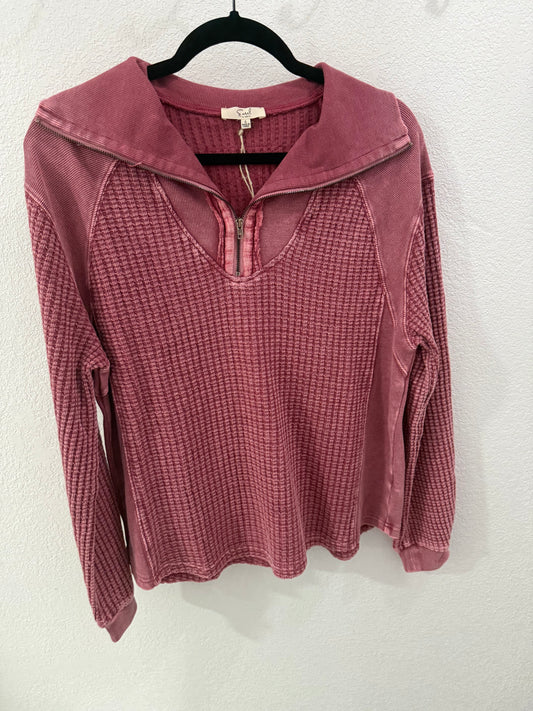Mulberry Waffle Quarter Zip
