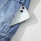Acid Wash Elastic Hem Button Up Denim Vest - Texas Front Porch