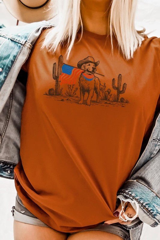 American Cowboy Dog Graphic Plus Tee - Texas Front Porch