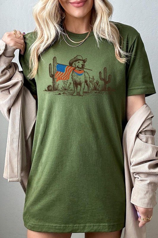 American Cowboy Dog Graphic Plus Tee - Texas Front Porch