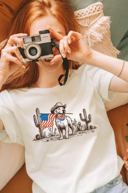 American Cowboy Dog Graphic Plus Tee - Texas Front Porch