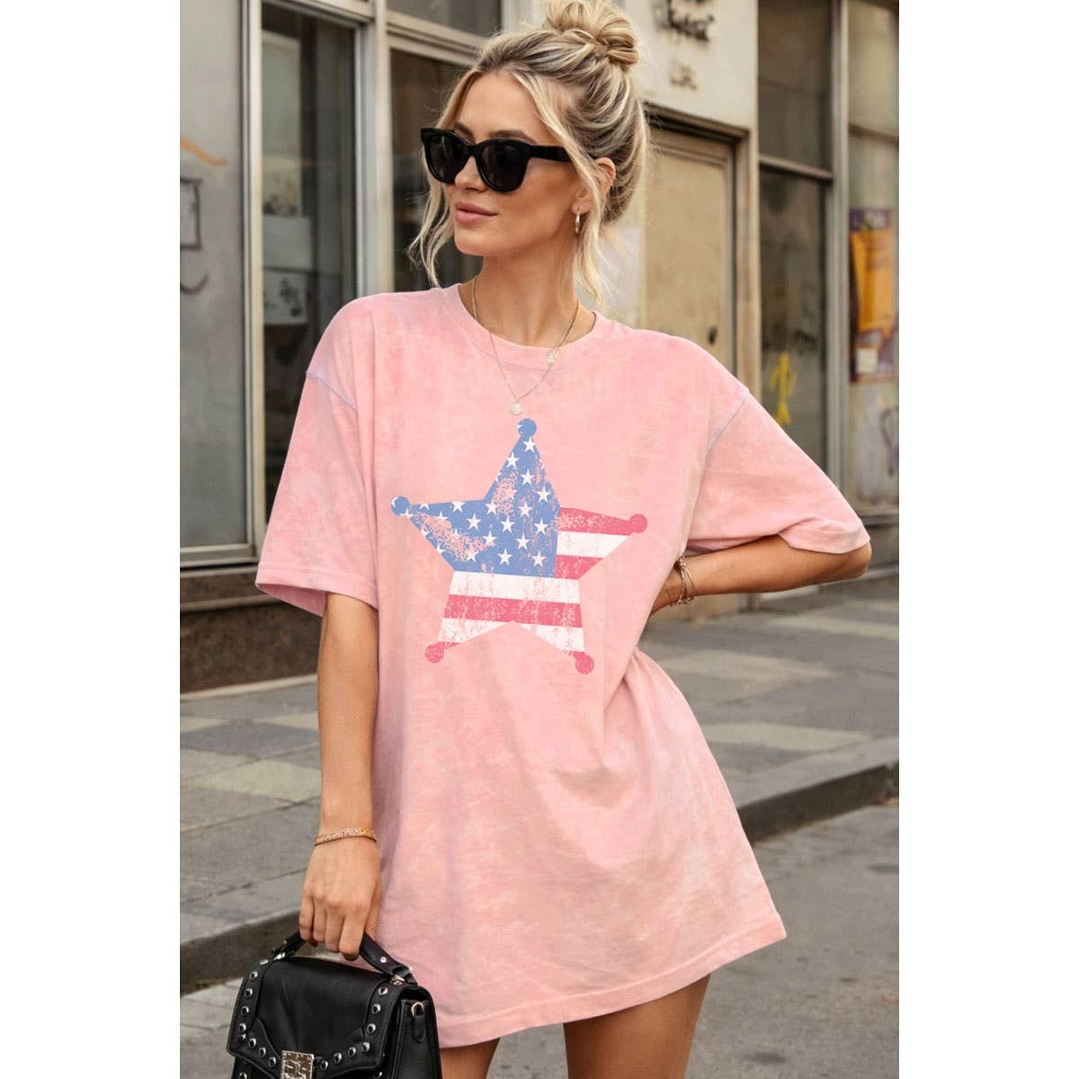 AMERICAN FLAG OVERSIZED MINERAL GRAPHIC TEE - Texas Front Porch