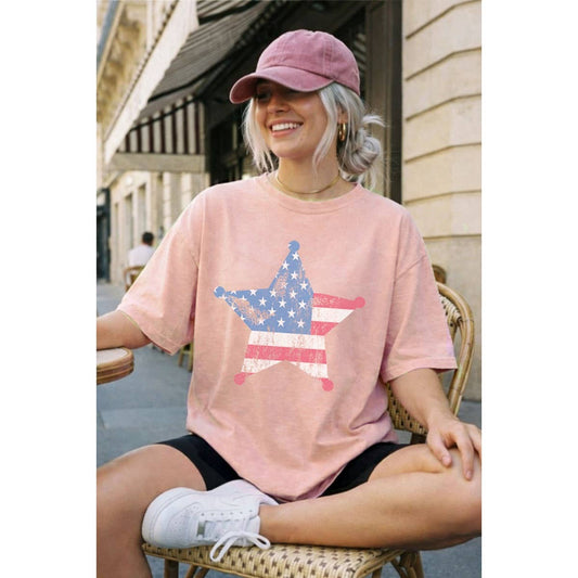 AMERICAN FLAG OVERSIZED MINERAL GRAPHIC TEE - Texas Front Porch