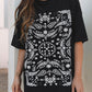 Black Paisley Print Crew Neck Loose Fit Tunic Tee - Texas Front Porch