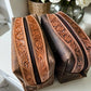 Boot Stitch Handtooled  Leather Toiletry Makeup Shaving Bag - Texas Front Porch