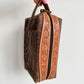 Boot Stitch Handtooled  Leather Toiletry Makeup Shaving Bag - Texas Front Porch