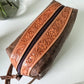 Boot Stitch Handtooled  Leather Toiletry Makeup Shaving Bag - Texas Front Porch