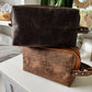 Boot Stitch Handtooled  Leather Toiletry Makeup Shaving Bag - Texas Front Porch