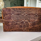 Boot Stitch Handtooled  Leather Toiletry Makeup Shaving Bag - Texas Front Porch