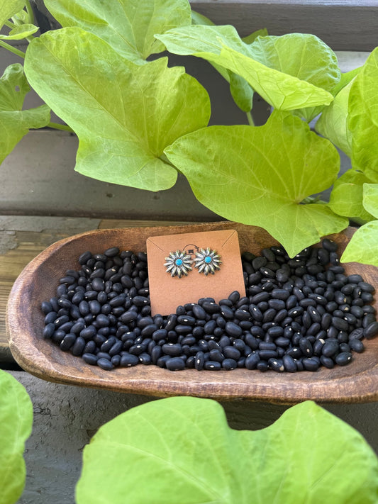 Cattle blossom Genuine Turquoise Statement Studs - Texas Front Porch