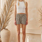 CHECKERED LACE TRIM SHORTS WITH DRAWSTRING - Texas Front Porch
