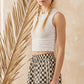 CHECKERED LACE TRIM SHORTS WITH DRAWSTRING - Texas Front Porch