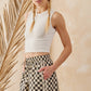 CHECKERED LACE TRIM SHORTS WITH DRAWSTRING - Texas Front Porch