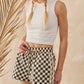CHECKERED LACE TRIM SHORTS WITH DRAWSTRING - Texas Front Porch