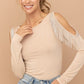 Cold Shoulder Rhinestone Fringe Bodysuit - Texas Front Porch