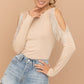 Cold Shoulder Rhinestone Fringe Bodysuit - Texas Front Porch