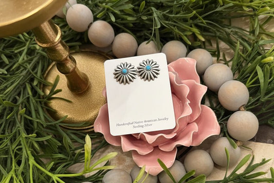 Concho Turquoise Stud Earring - Texas Front Porch