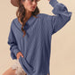 Cord Rib Contrast Stitching V - Neck Top - Texas Front Porch
