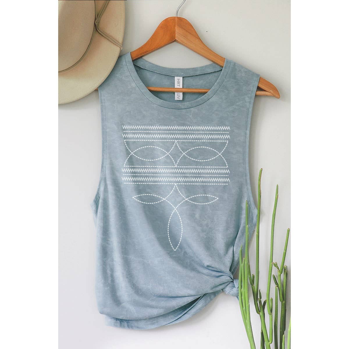 COWBOY BOOTS TOE STITCHED MINERAL GRAPHIC TANK TOP - Texas Front Porch