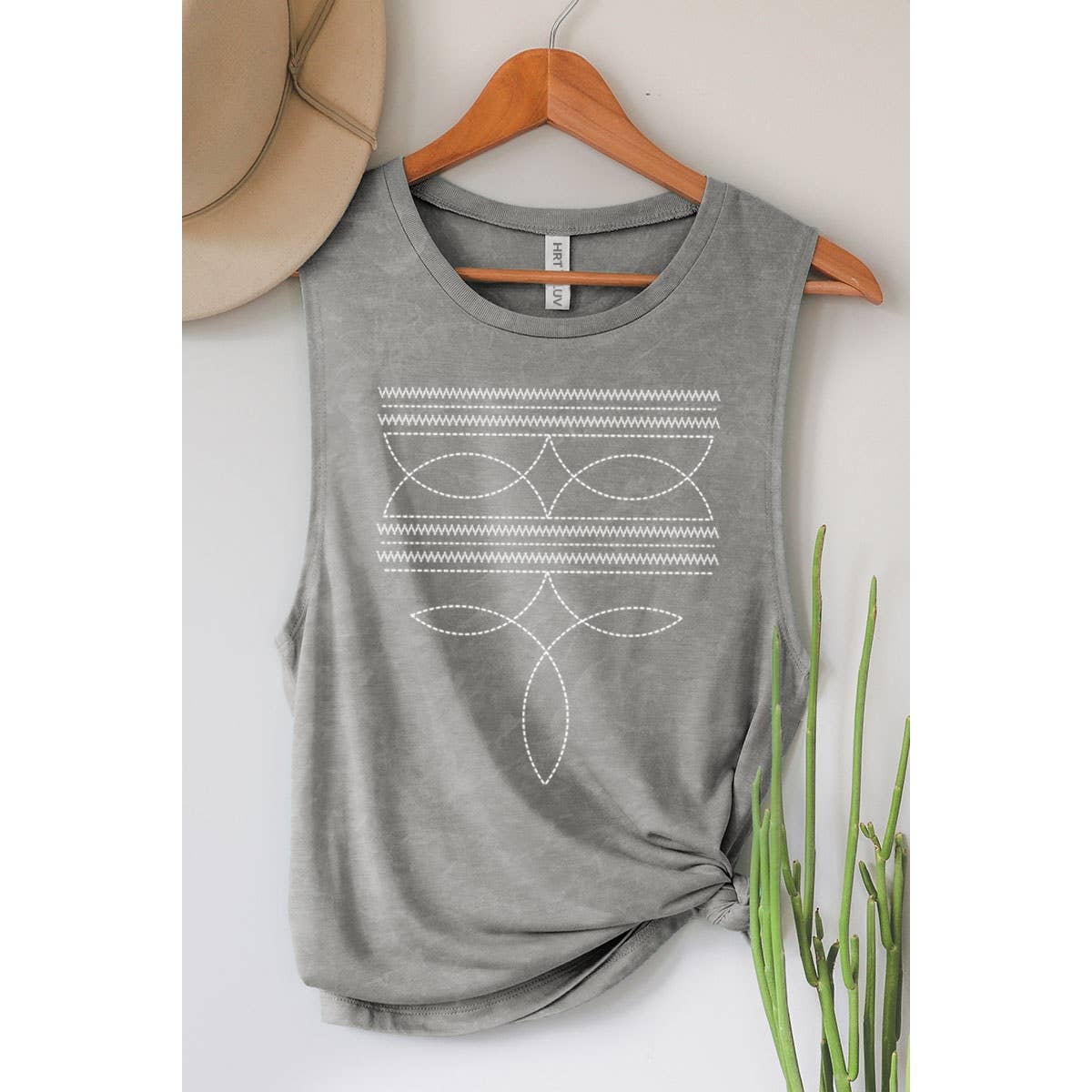 COWBOY BOOTS TOE STITCHED MINERAL GRAPHIC TANK TOP - Texas Front Porch