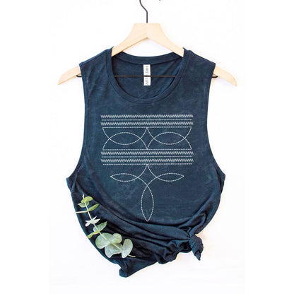 COWBOY BOOTS TOE STITCHED MINERAL GRAPHIC TANK TOP - Texas Front Porch