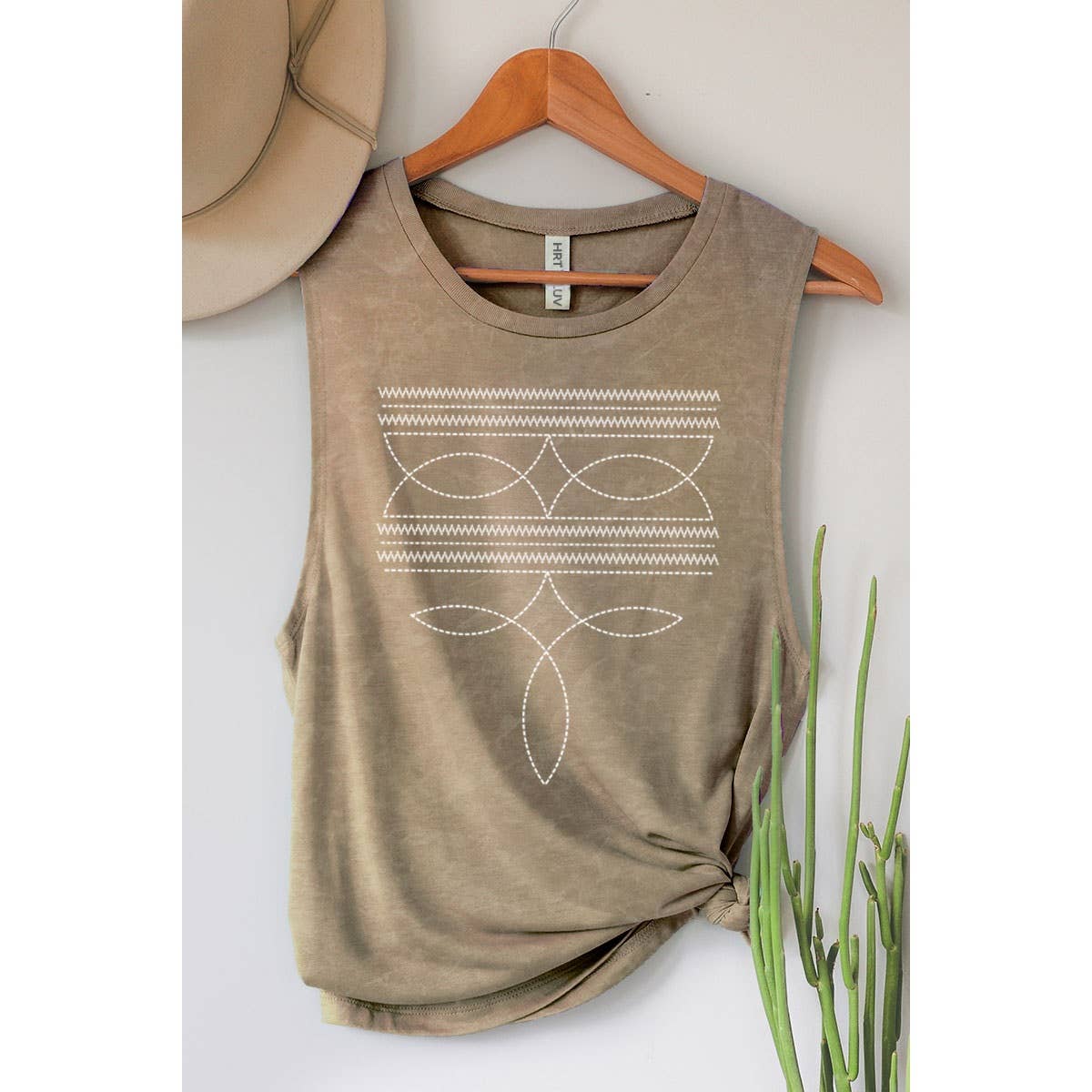 COWBOY BOOTS TOE STITCHED MINERAL GRAPHIC TANK TOP - Texas Front Porch