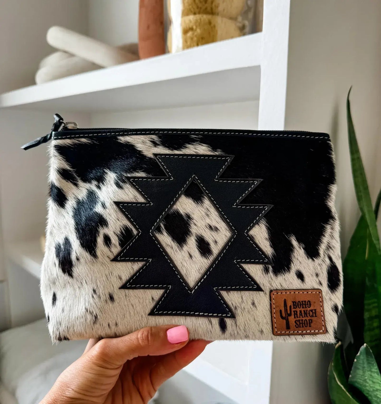 COWHIDE AZTEC  MAKEUP bag Genuine Hair On travel - Texas Front Porch