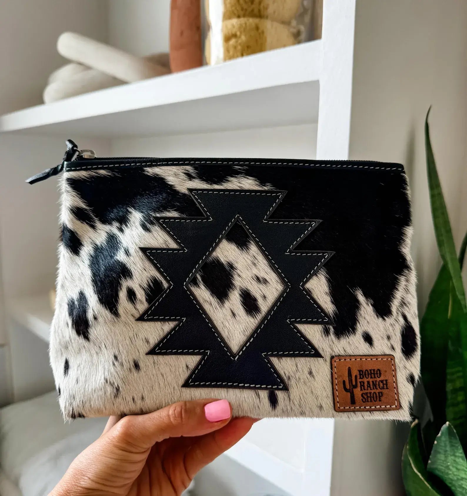 COWHIDE AZTEC  MAKEUP bag Genuine Hair On travel - Texas Front Porch