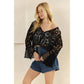 Crochet Bell Sleeve Top with Tie Front - Texas Front Porch