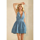 Denim Rhinestone V Neck Dres - Texas Front Porch