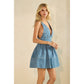 Denim Rhinestone V Neck Dres - Texas Front Porch
