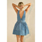 Denim Rhinestone V Neck Dres - Texas Front Porch
