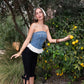 Denim Tube Top With Eyelet Frilled Hem - Texas Front Porch
