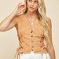 Denim Vest With Lace Up Sides - Texas Front Porch