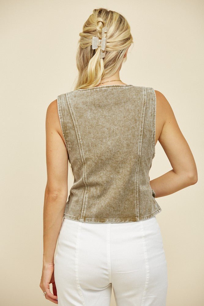Denim Vest With Lace Up Sides - Texas Front Porch