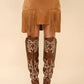 Double Belted Studded Fringe Mini Skirt - Texas Front Porch