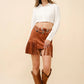 Double Belted Studded Fringe Mini Skirt - Texas Front Porch