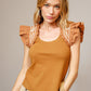 Embroidered Ruffle Shoulder Tank Top - Texas Front Porch