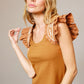 Embroidered Ruffle Shoulder Tank Top - Texas Front Porch