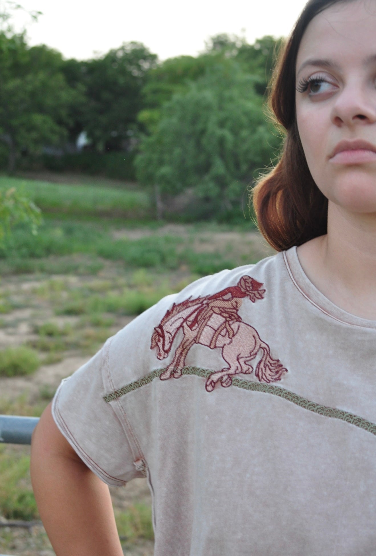 Embroidered Shoulder Western Yoke T-Shirt - Texas Front Porch