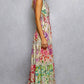 Feminine V - neck Smocked Waist Ruffle Floral Maxi Dress - Texas Front Porch