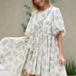 FLORAL RUFFLE SHORT SLEEVE MINI SHIRT DRESS - Texas Front Porch