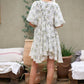 FLORAL RUFFLE SHORT SLEEVE MINI SHIRT DRESS - Texas Front Porch
