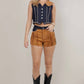 Fringe and Stud Detail Denim Shorts - Texas Front Porch