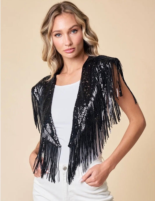 Fringe Sequins Shrug - Texas Front Porch