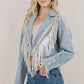 Fringed Cropped Denim Jacket - Texas Front Porch